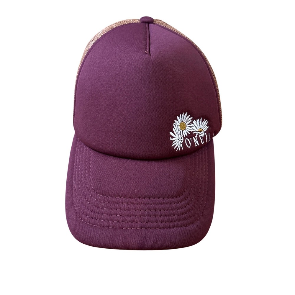 O'Neill‎ Trucker Hat Women Burgundy Daisy Floral Mesh Snapback Cap SIZE OSFA